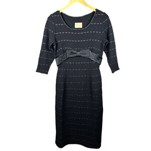 Vintage 1940s Knit Dress Black Boucle Hand Loomed Snyderknit Size‎ Small?